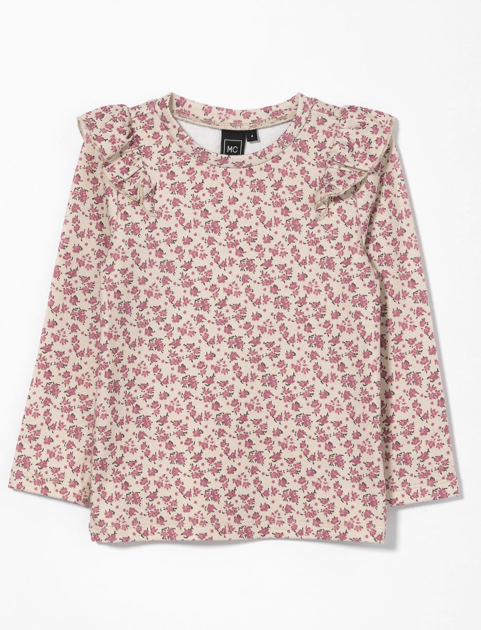 Ruffled Floral Sweater - Little Girl