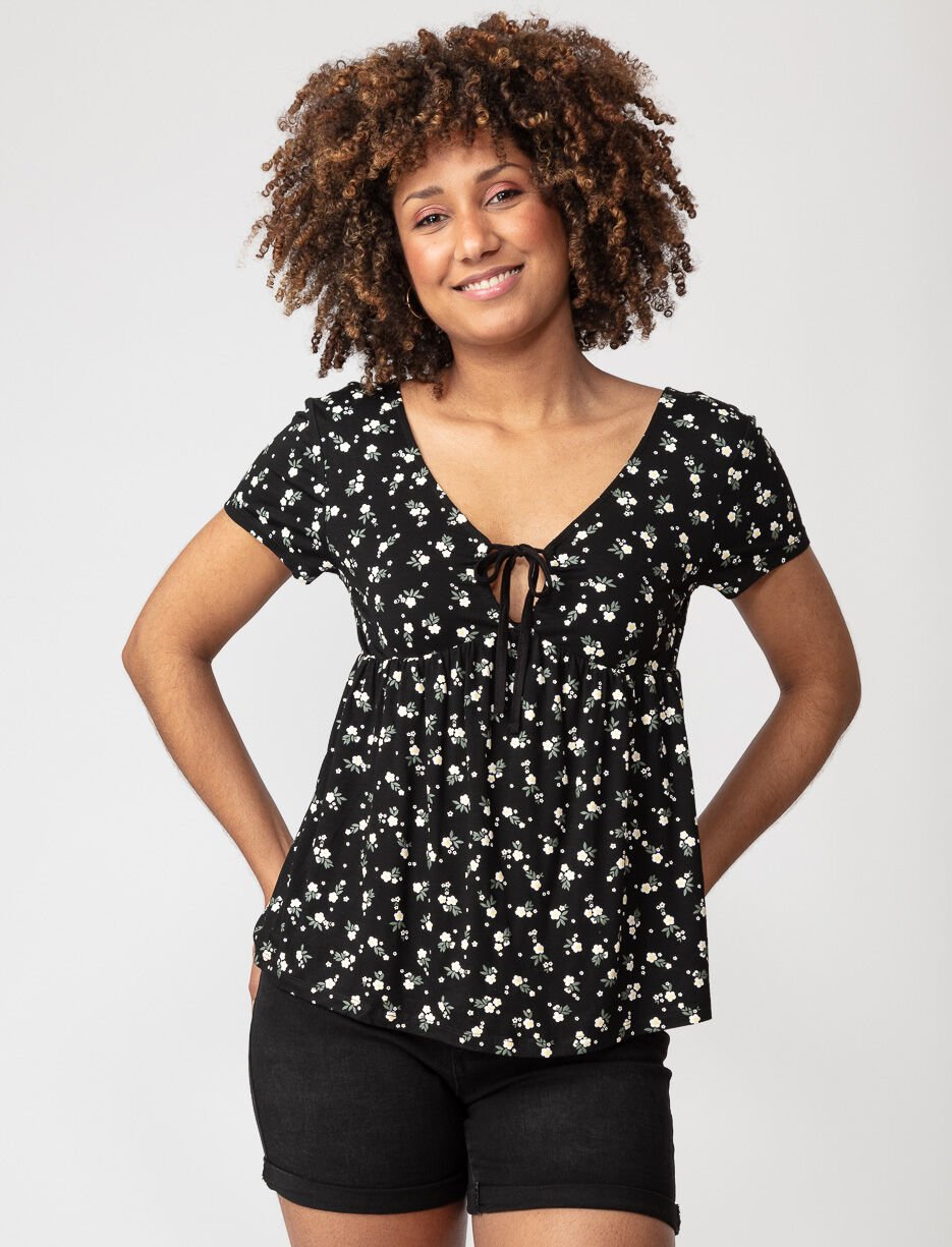 Floral V-neck T-shirt