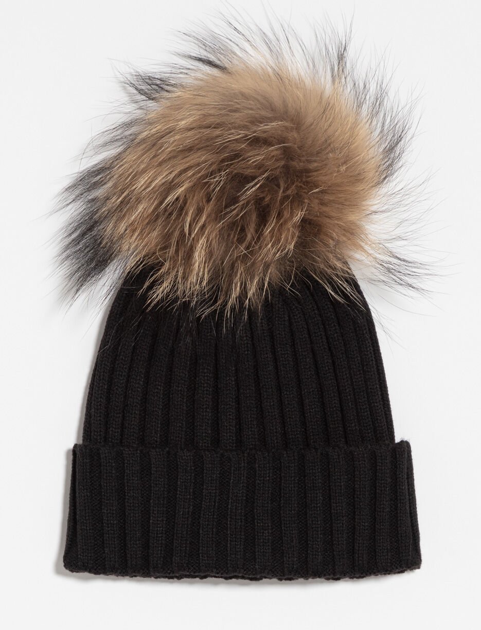 Knit Pompom Beanie - Women