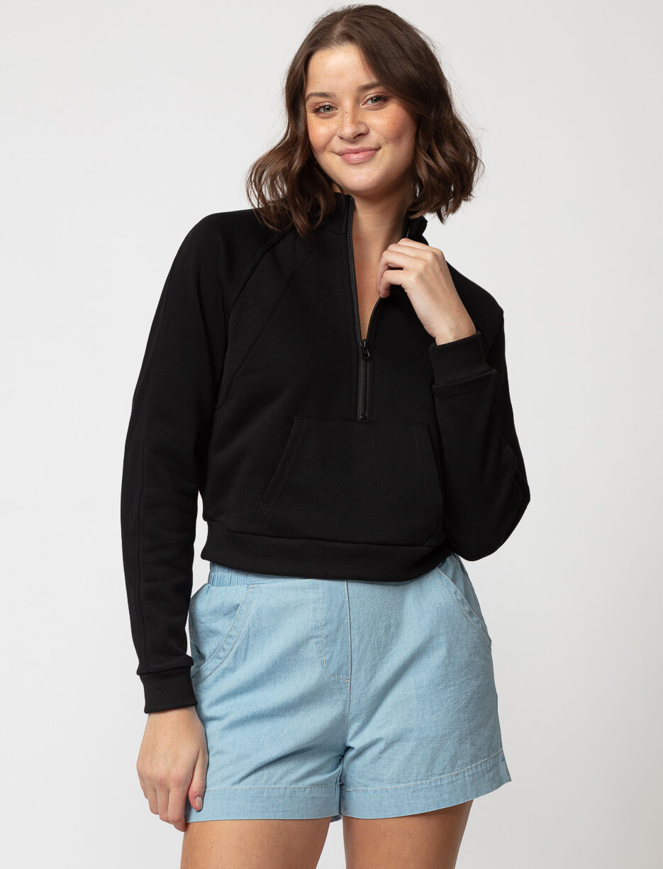 Chandail court à col zippé