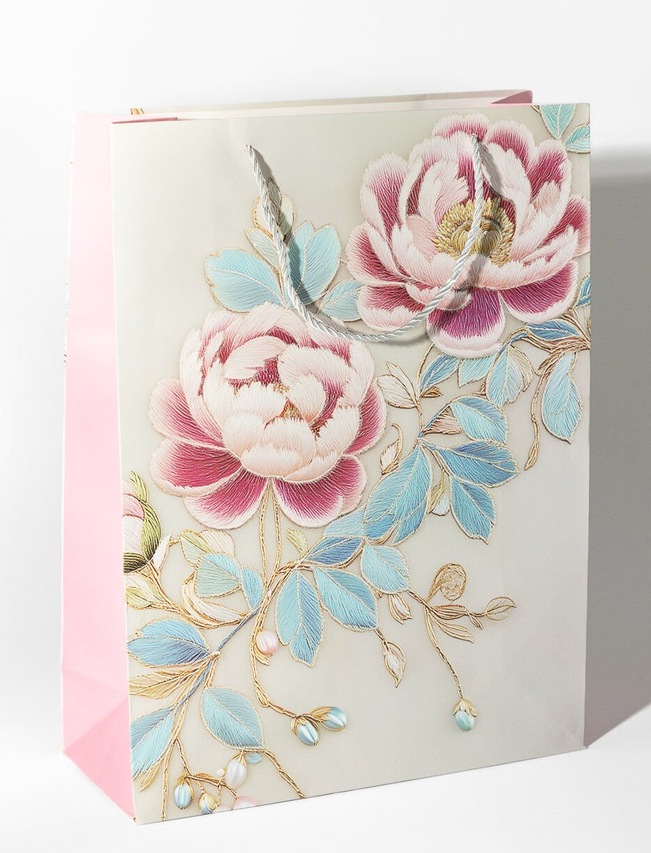 Sac cadeau fleuri grand