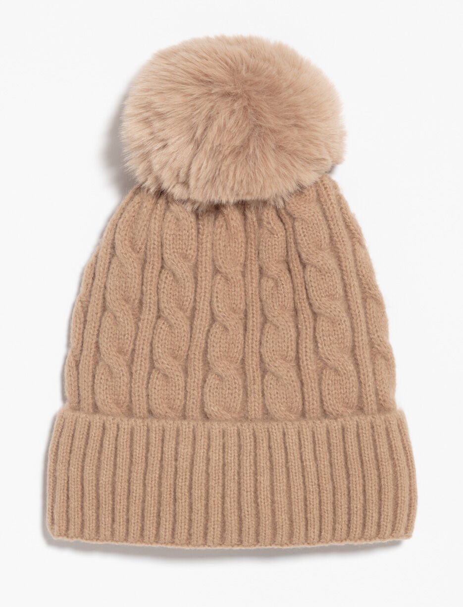 Tuque en tricot &agrave; pompon - femme