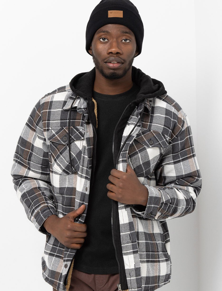 Veste à carreaux à capuchon doublée en sherpa