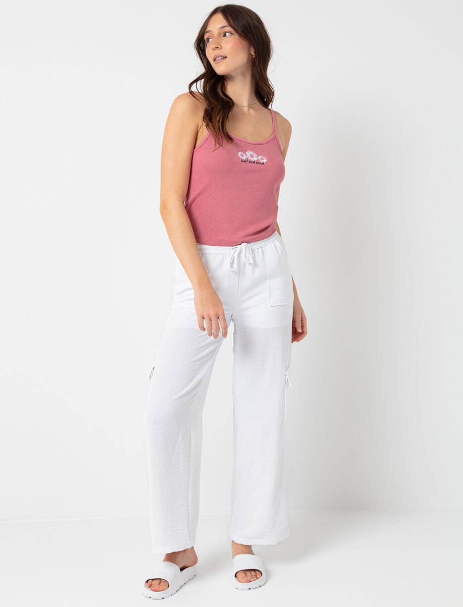 Camisole courte à broderie