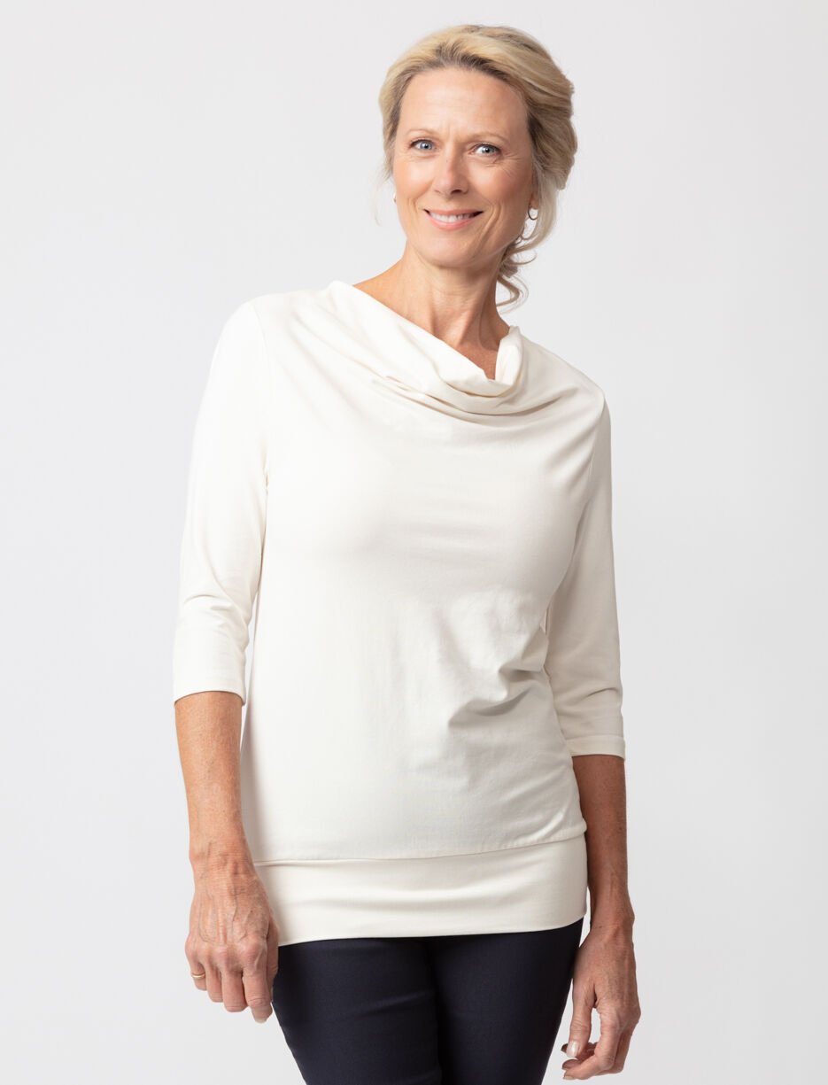 Solid Draped-neck T-shirt