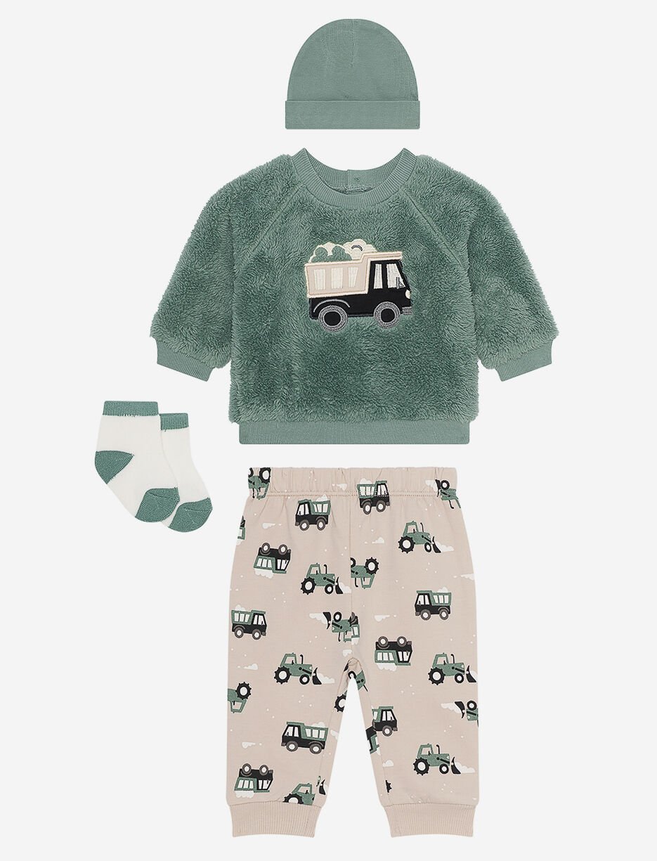 Ens. 2 pièces chandail en peluche et pantalon jogger