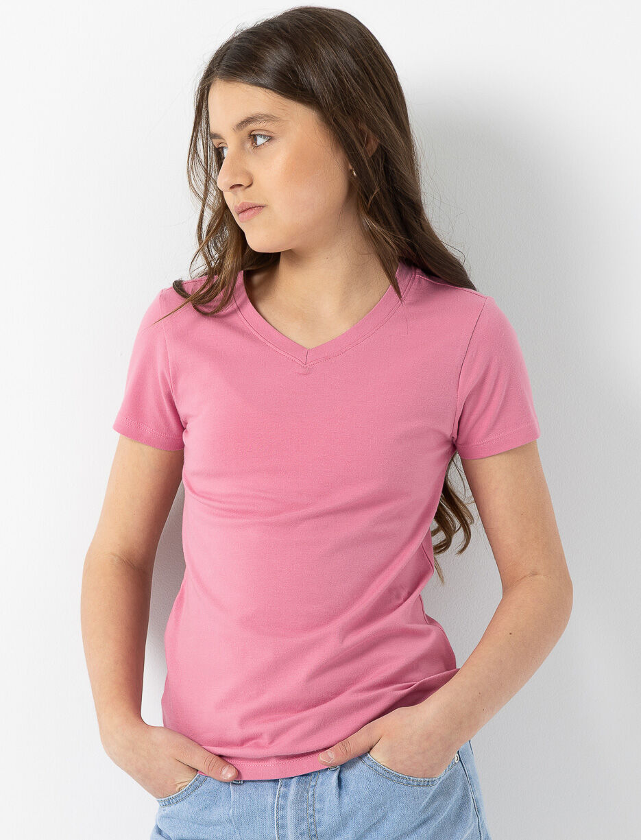 T-shirt à col en V en coton bio