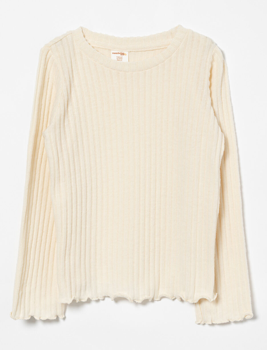 T-shirt côtelé brossé à manches longues - petite fille