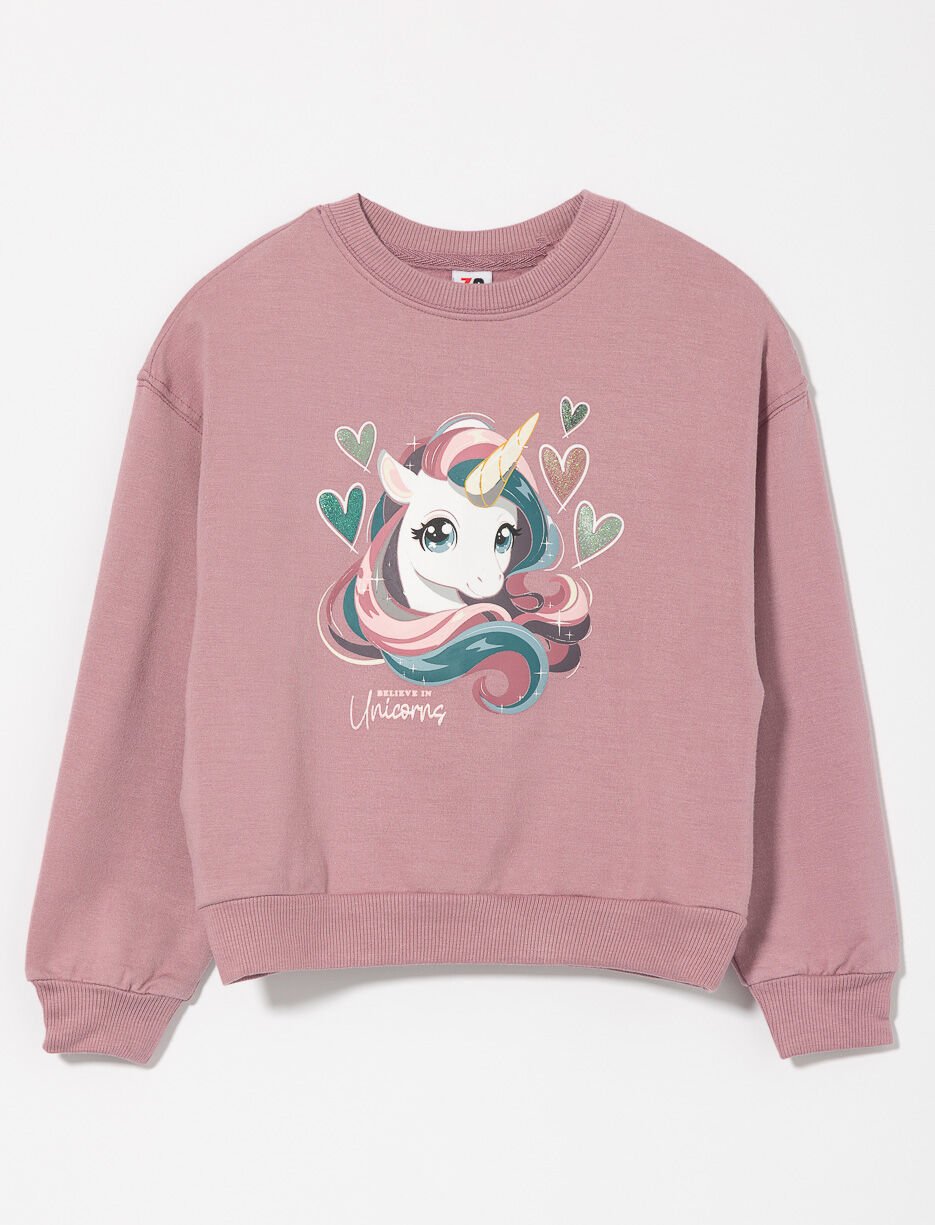 Unicorn Print Sweatshirt - Little Girl