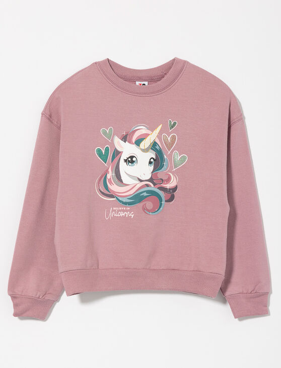 Unicorn Print Sweatshirt Little Girl