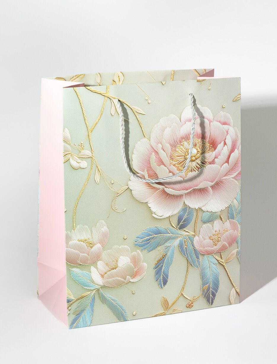 Sac cadeau fleuri moyen