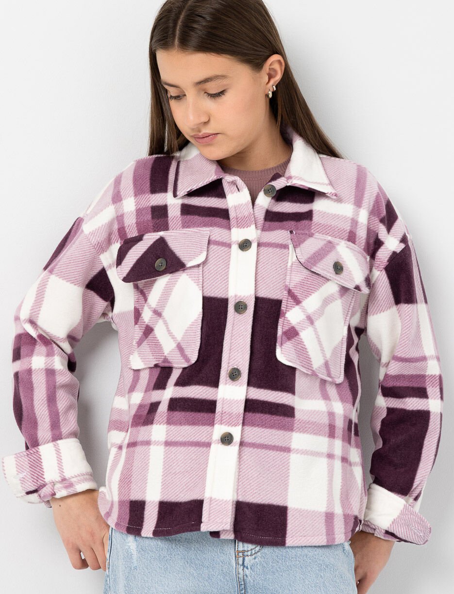 Veste-chemise en polar à carreaux