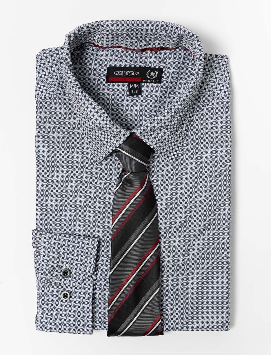 Chemise à motif avec cravate assortie