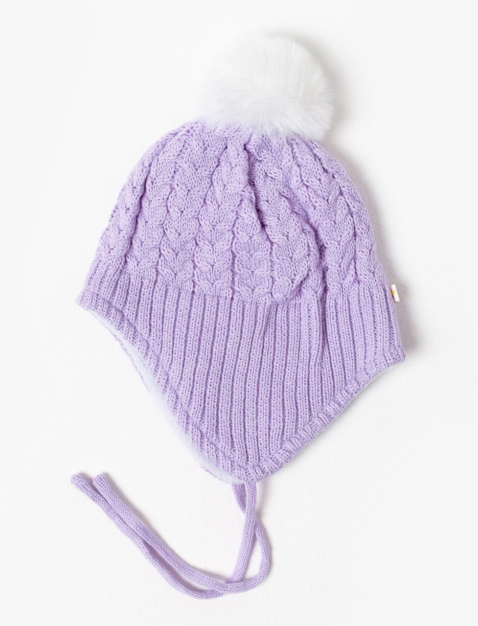 Recycled Knit Pompom Beanie - Little Girl
