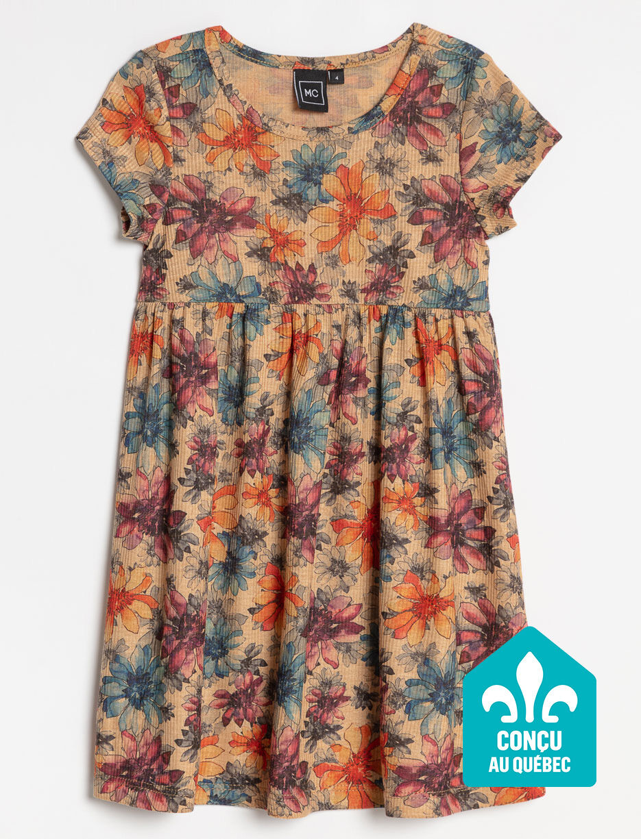 Robe côtelée fleurie