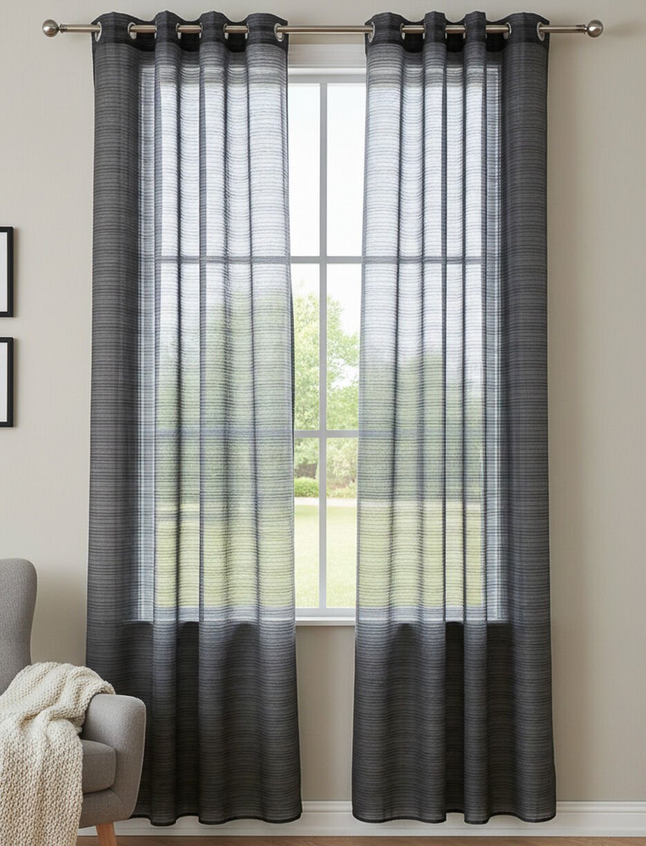 Panneau de rideau voilage &agrave; rayures