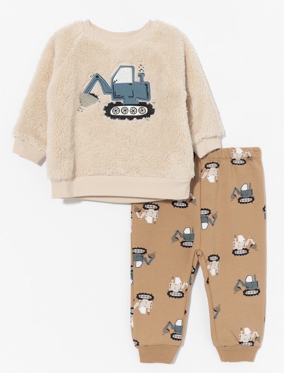 Ens. 2 pièces chandail en peluche et pantalon