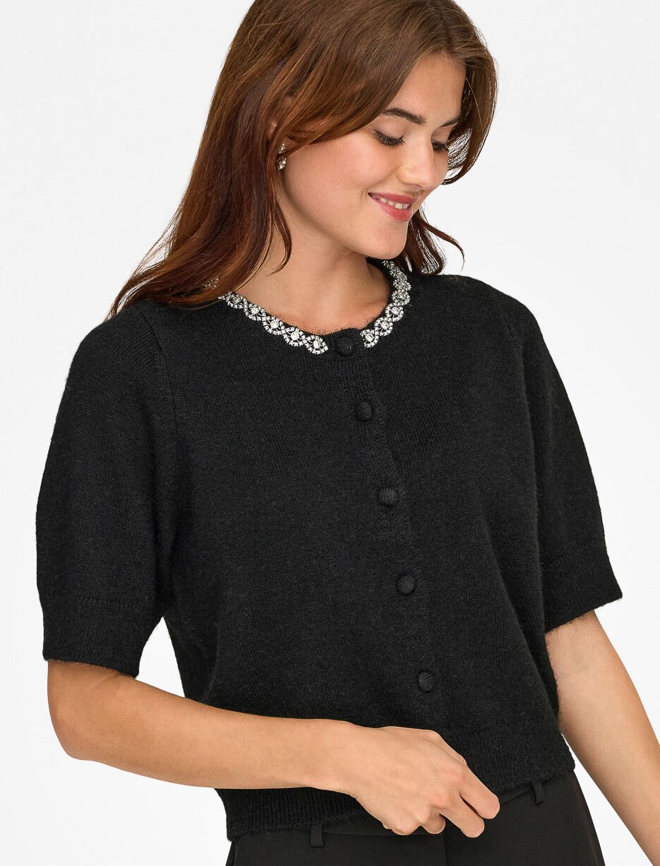 Cardigan en tricot à boutons et strass