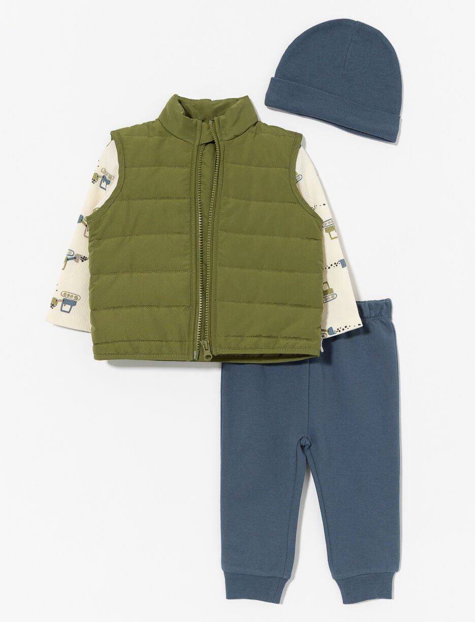 3-piece Set T-shirt and Quilted Sleeveless Vest