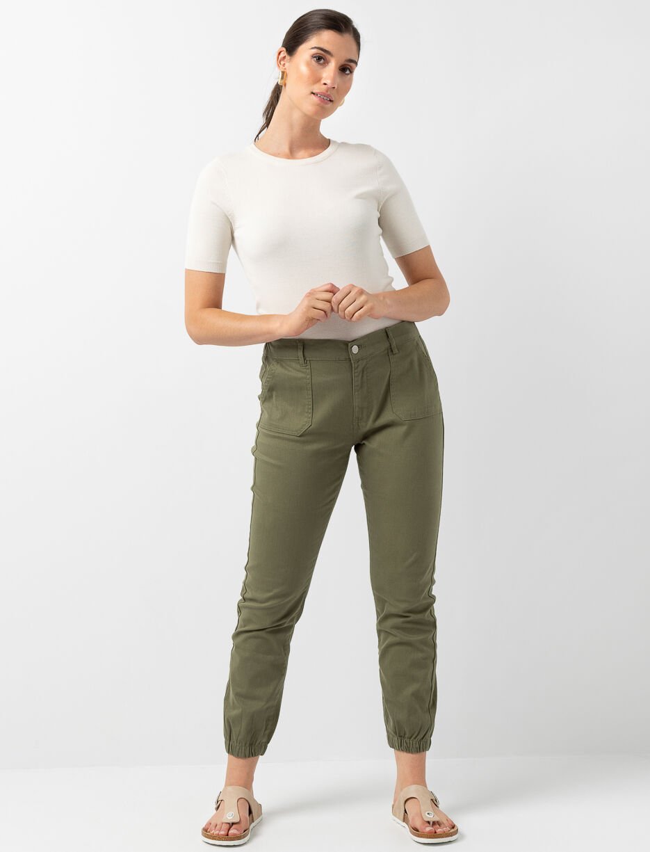 Pantalon cargo à bas élastique
