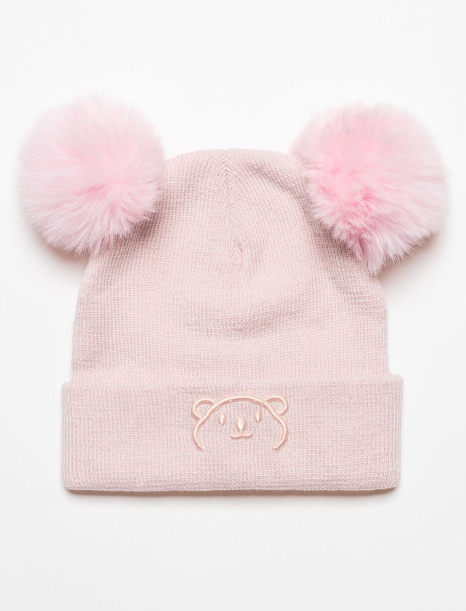 Tuque &agrave; pompons et broderie - b&eacute;b&eacute;