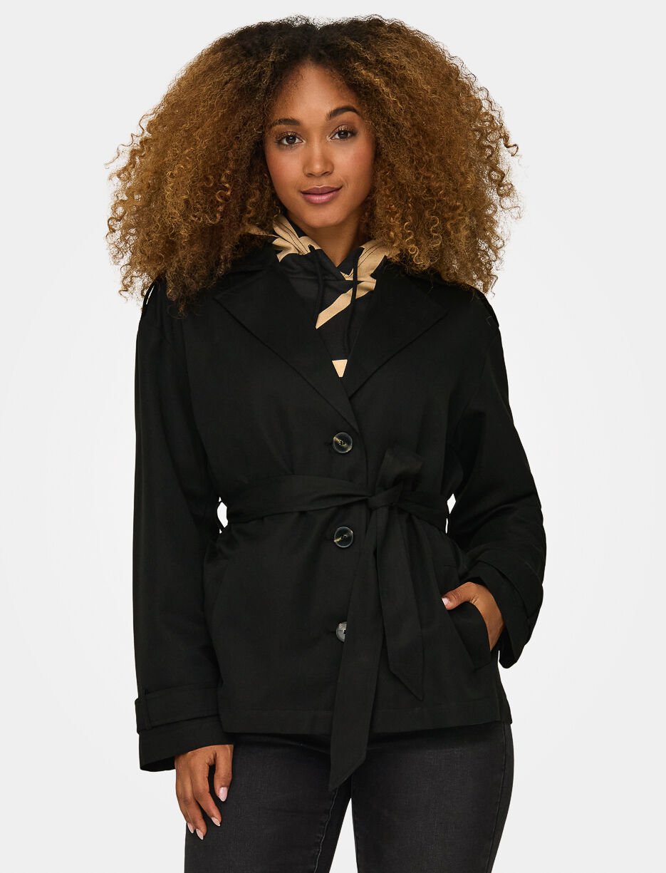 Veste trench court avec ceinture