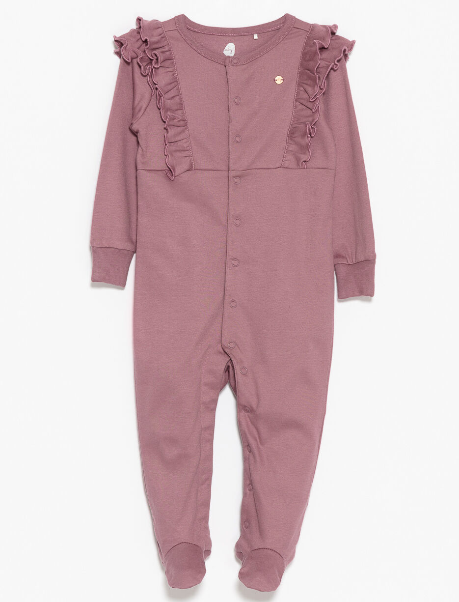 Pyjama 1 pi&egrave;ce &agrave; volants en coton bio