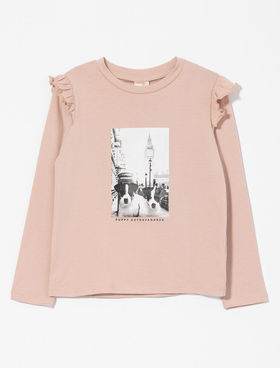 T-shirt imprimé à volants - petite fille