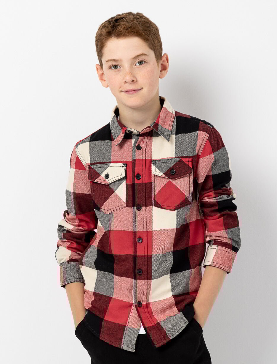 Chemise en flanelle à carreaux avec poches