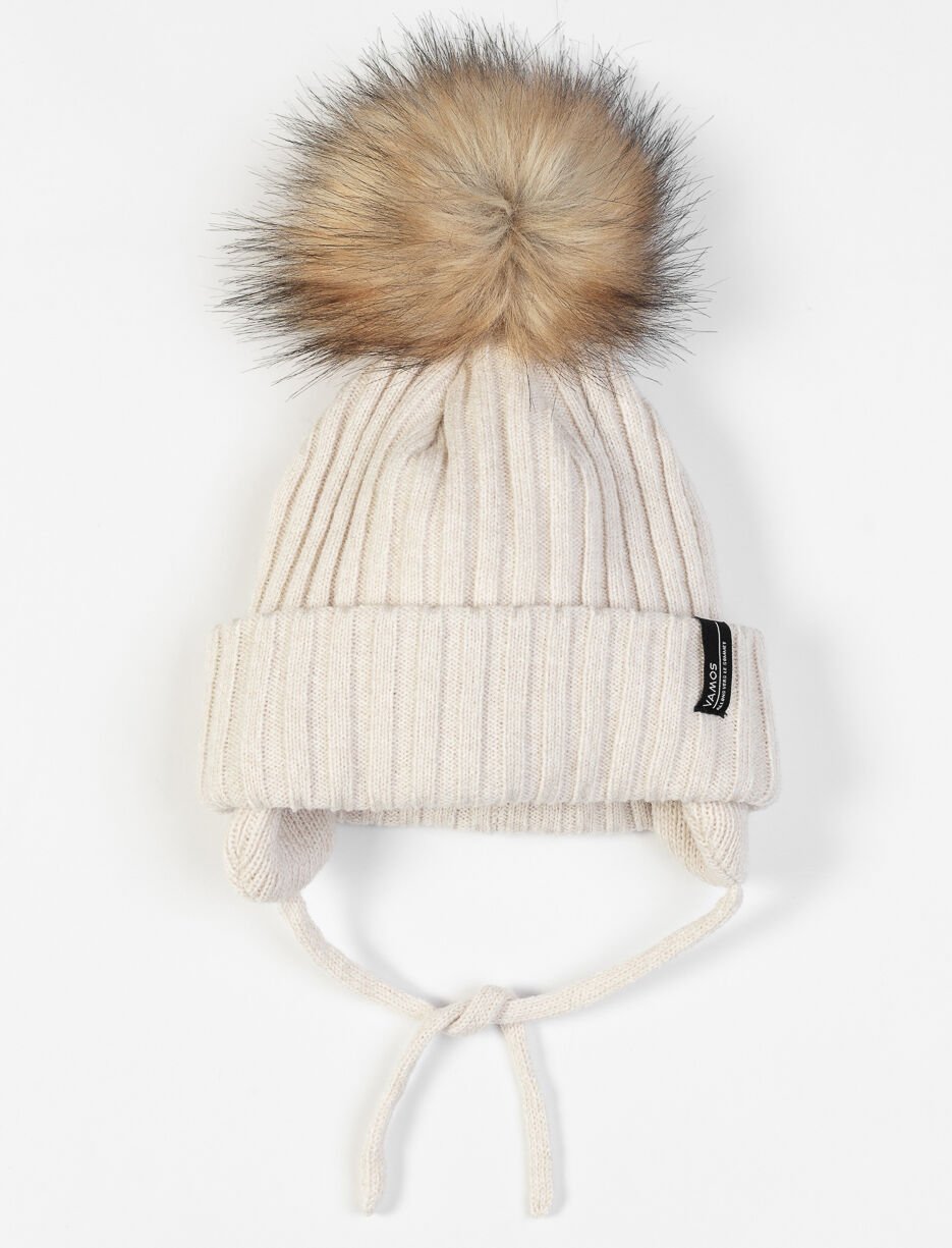 Tuque en tricot à pompon - bébé