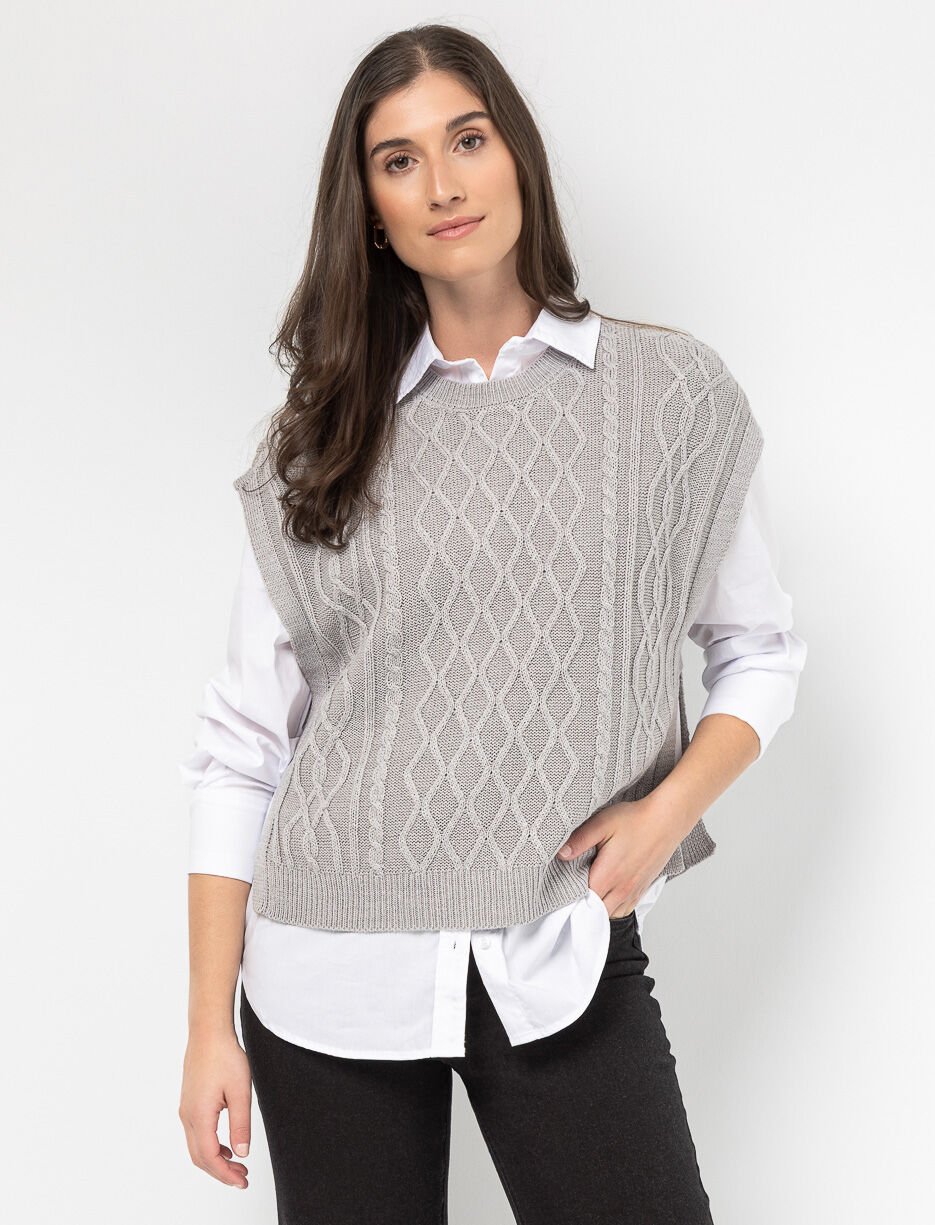 Chandail sans manches en tricot torsadé