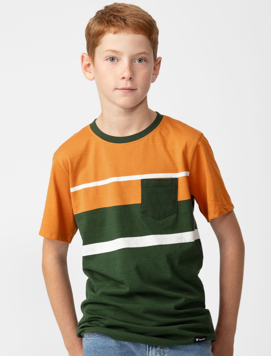 T-shirt ray&eacute; &agrave; poche