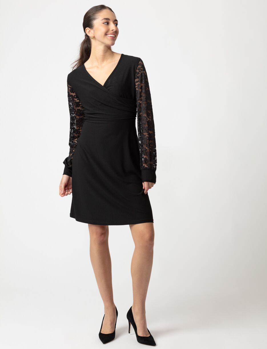 Short Dress with Lace Sleeves