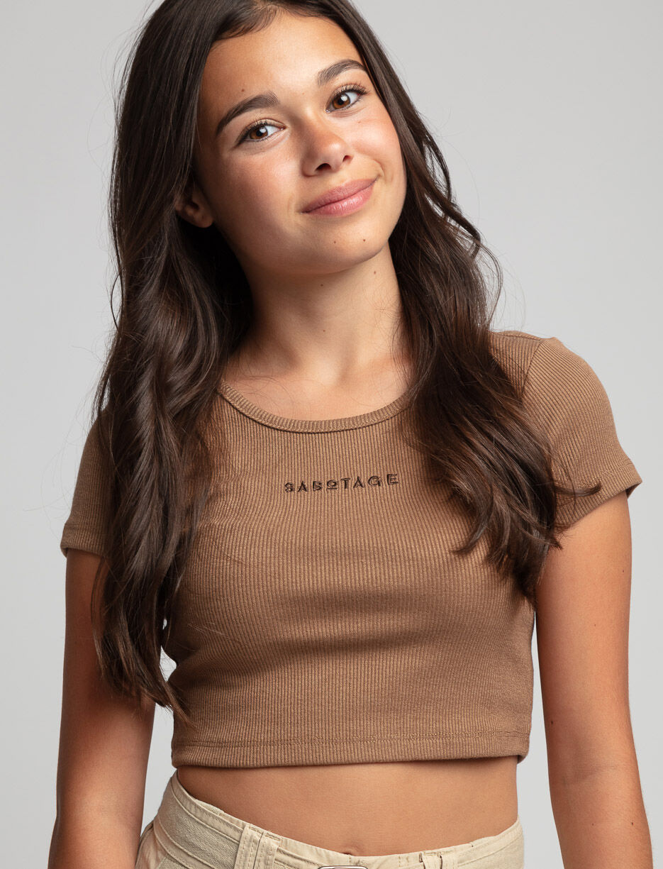 Cropped Rib-knit T-shirt