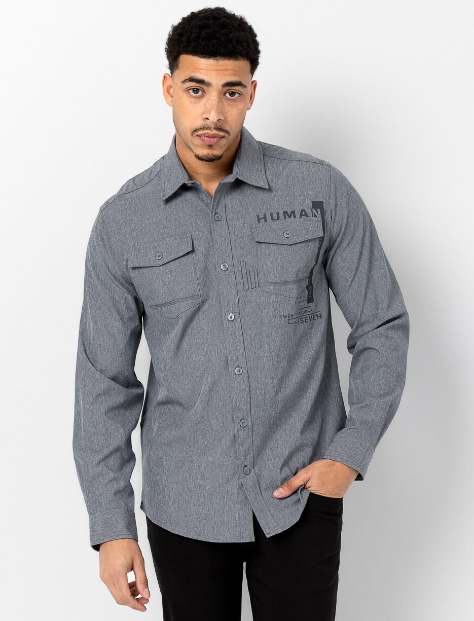 Solid Shirt with Print