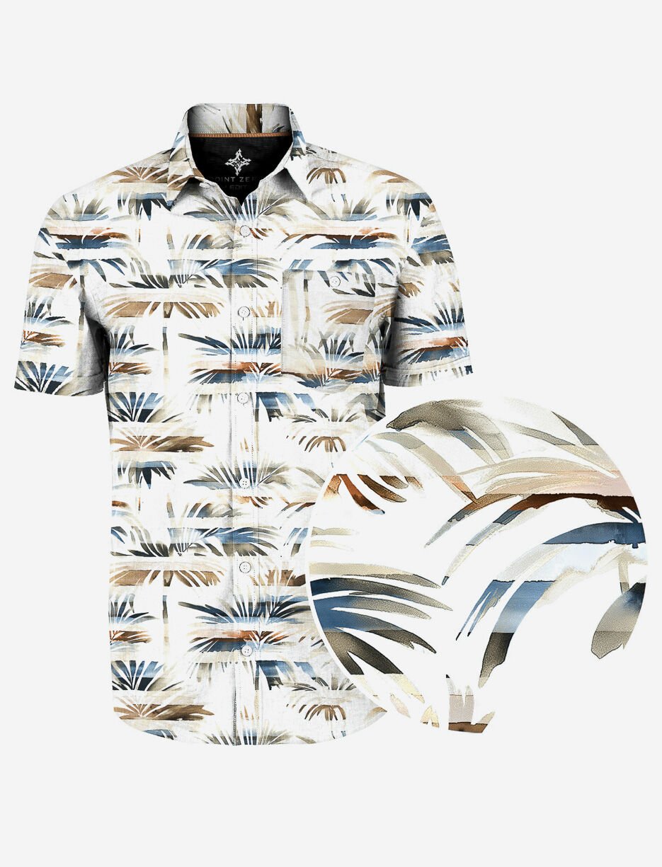 Chemise &agrave; rayures et motif palmiers