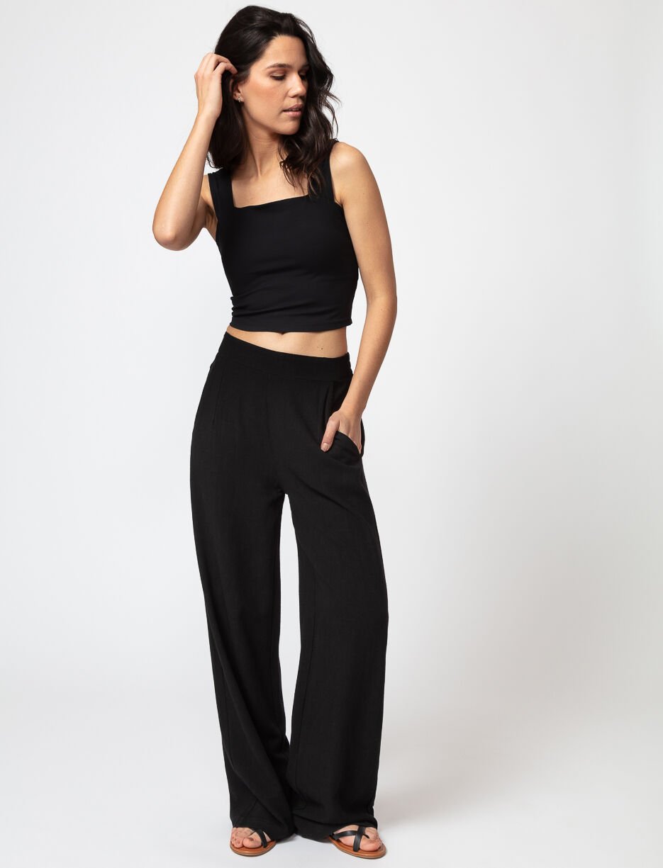 Pantalon &agrave; enfiler en lin