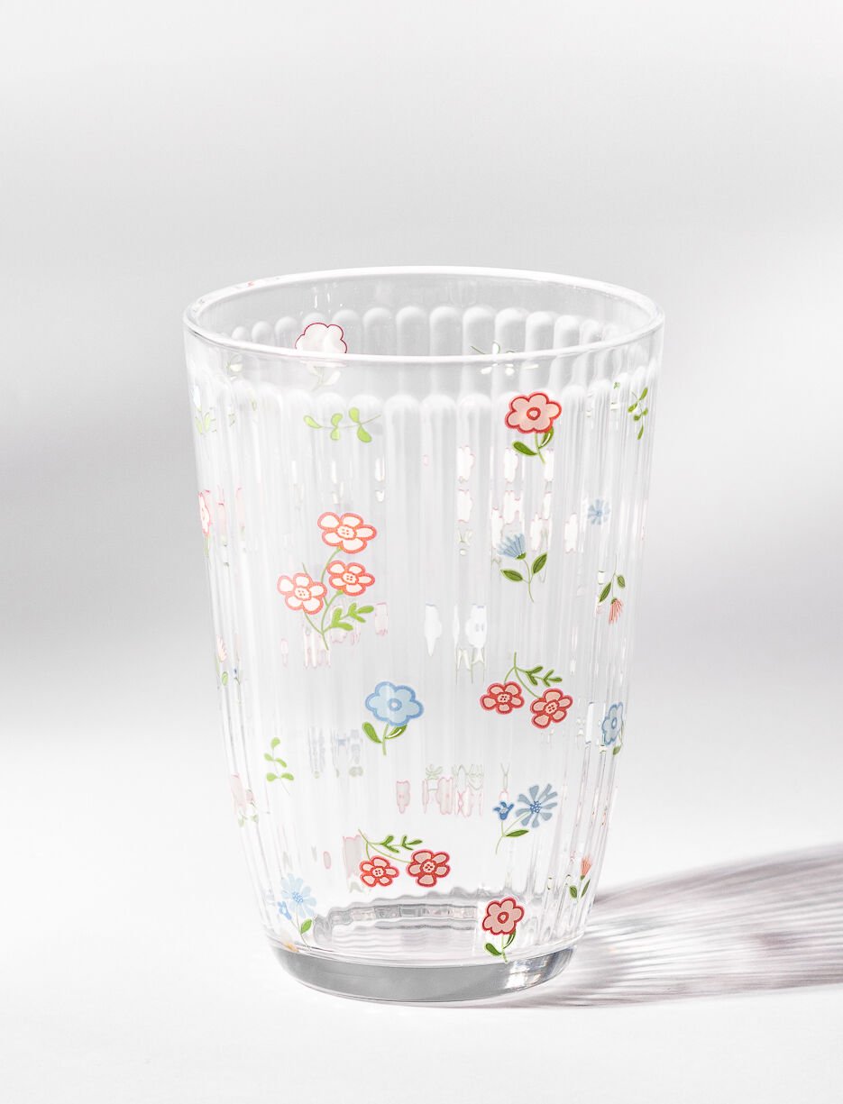 Verre textur&eacute; fleuri