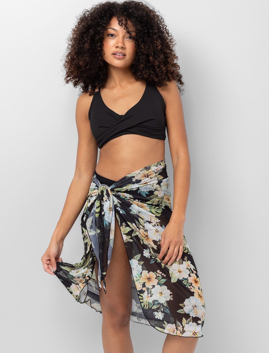 Paréo fleuri en mesh