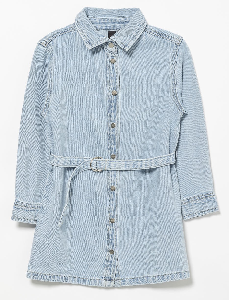 Robe en denim boutonnée à col chemisier - petite fille Robe en denim boutonnée à col chemisier - petite fille