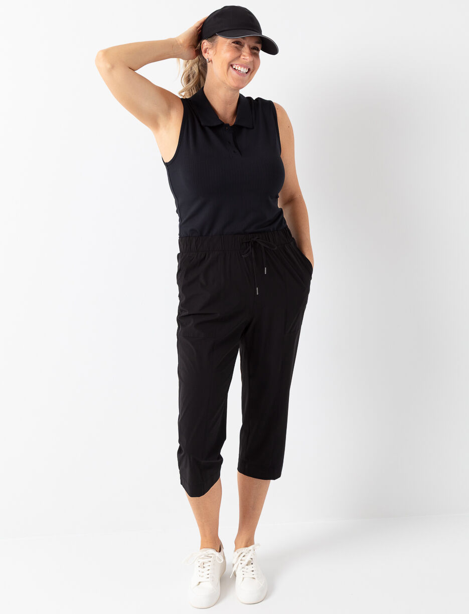 Pantalon capri à taille élastique