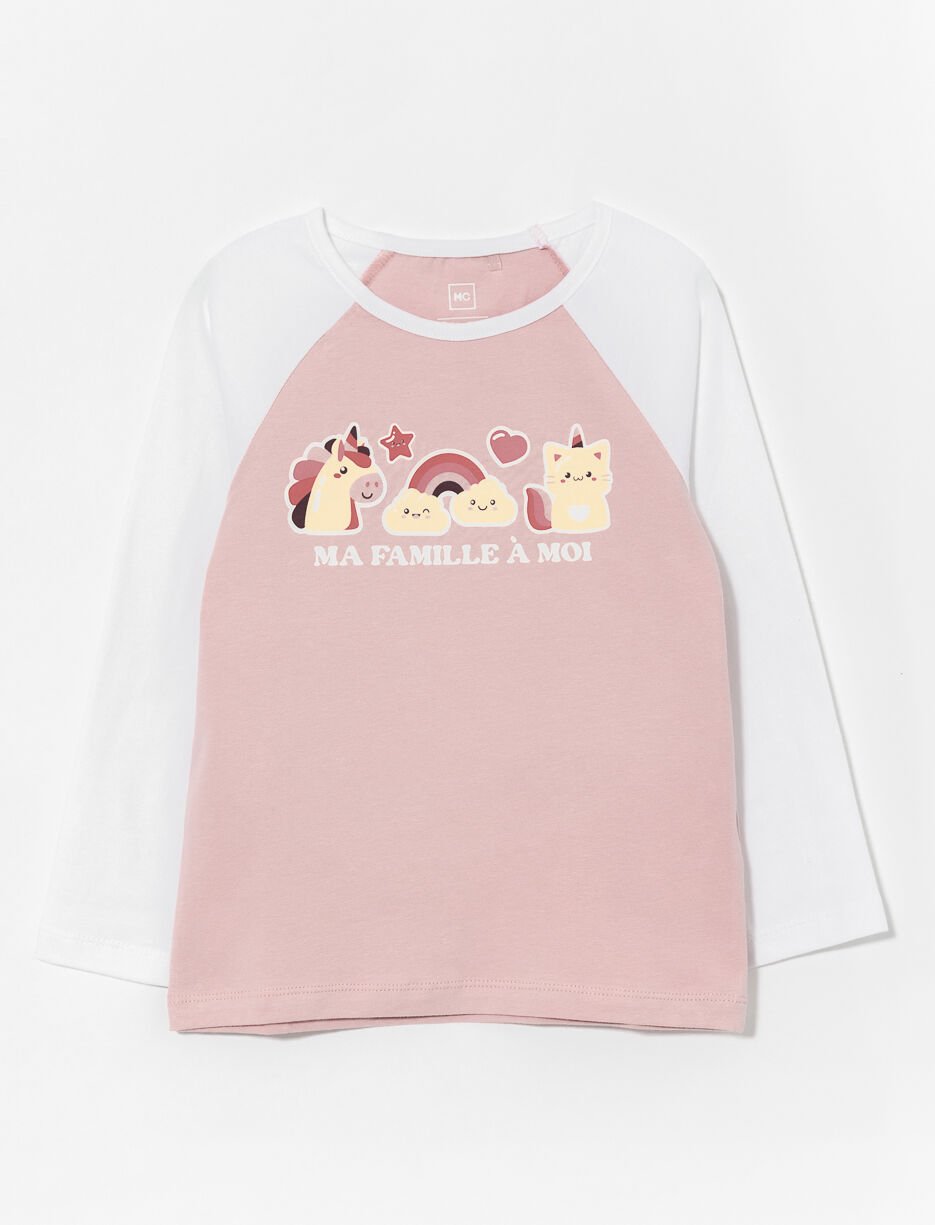 T-shirt imprimé à manches raglan - petite fille