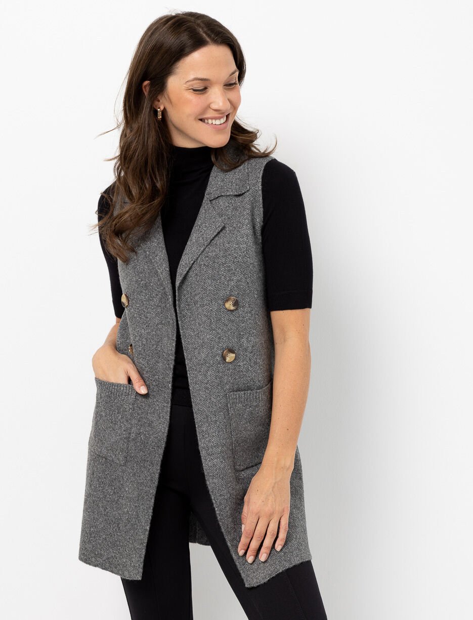 Veston ouvert sans manches à boutons
