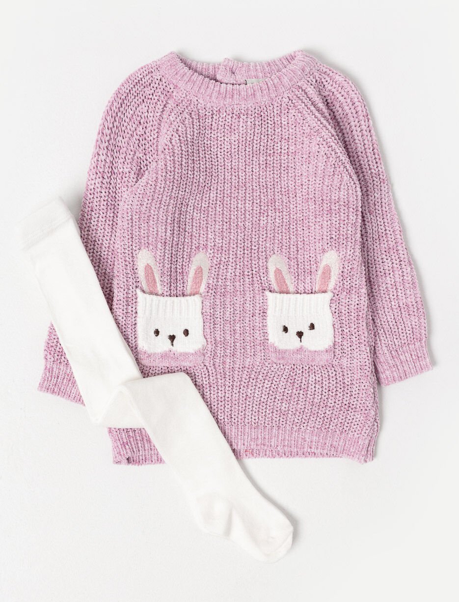 Robe en tricot avec collants - bébé fille