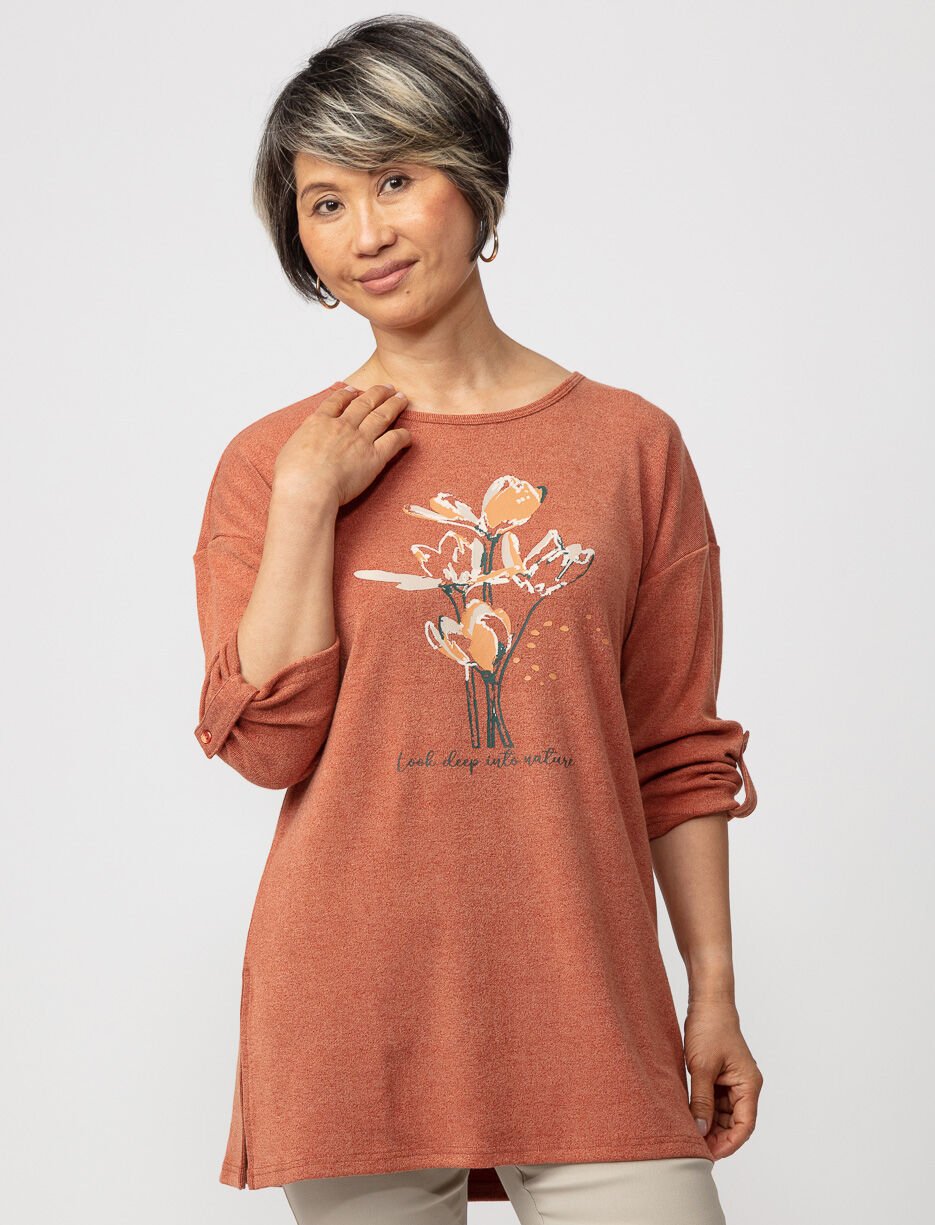 Printed 3/4-sleeve Tunic