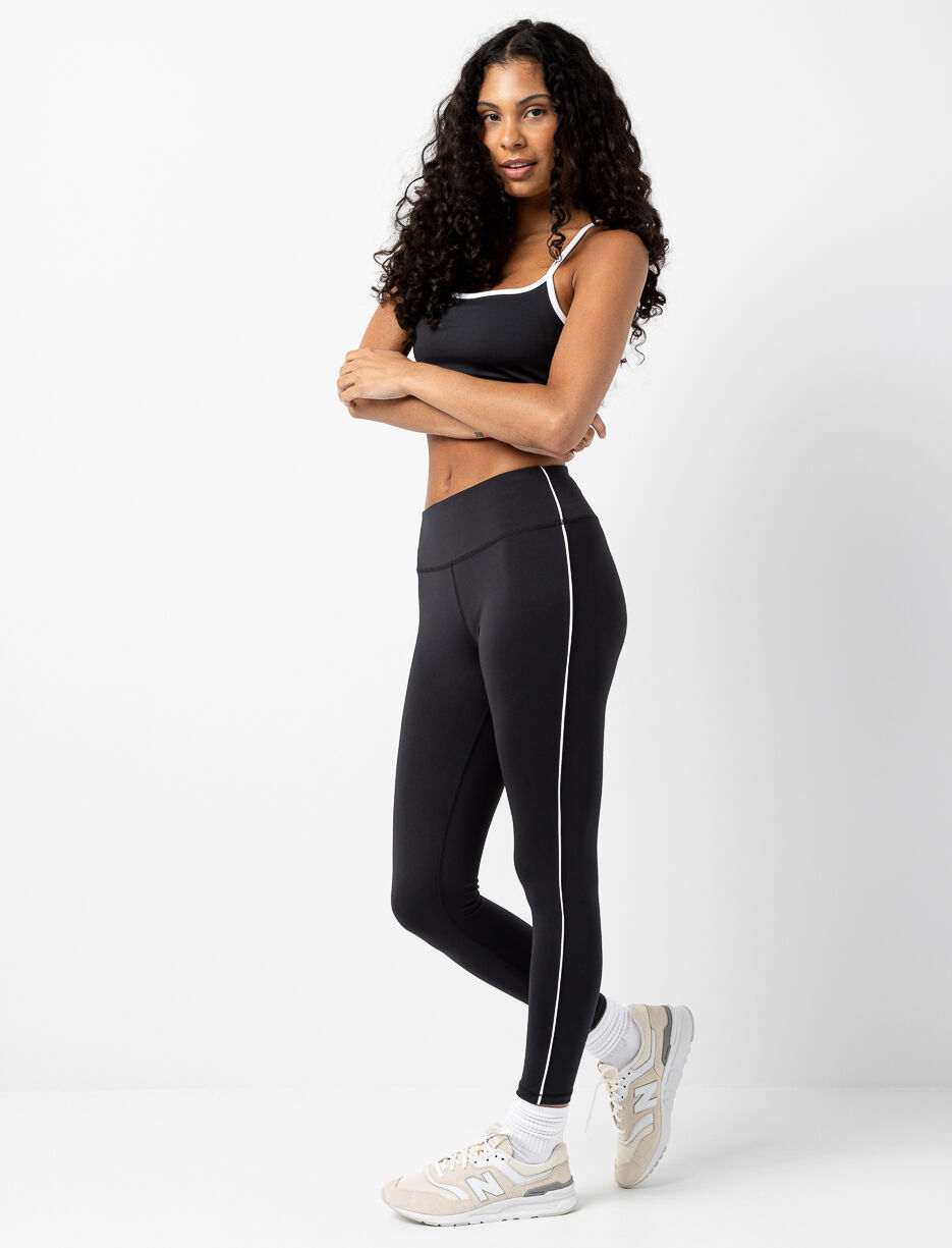 High-waisted Sport Leggings with Contrast Stripes