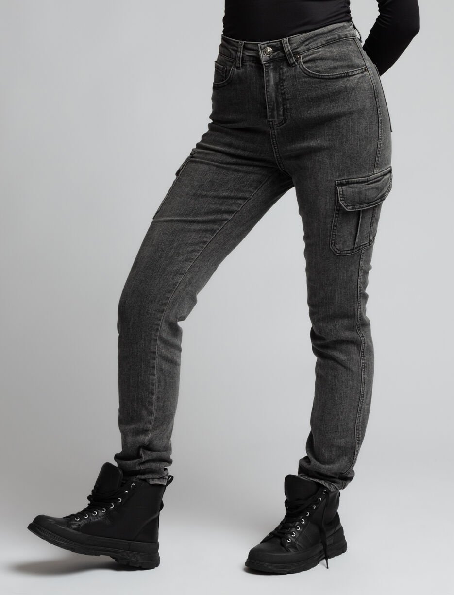 Jean cargo skinny à taille régulière