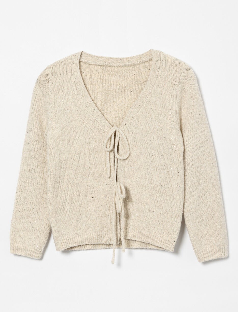 Cardigan en tricot scintillant à nœuds - petite fille