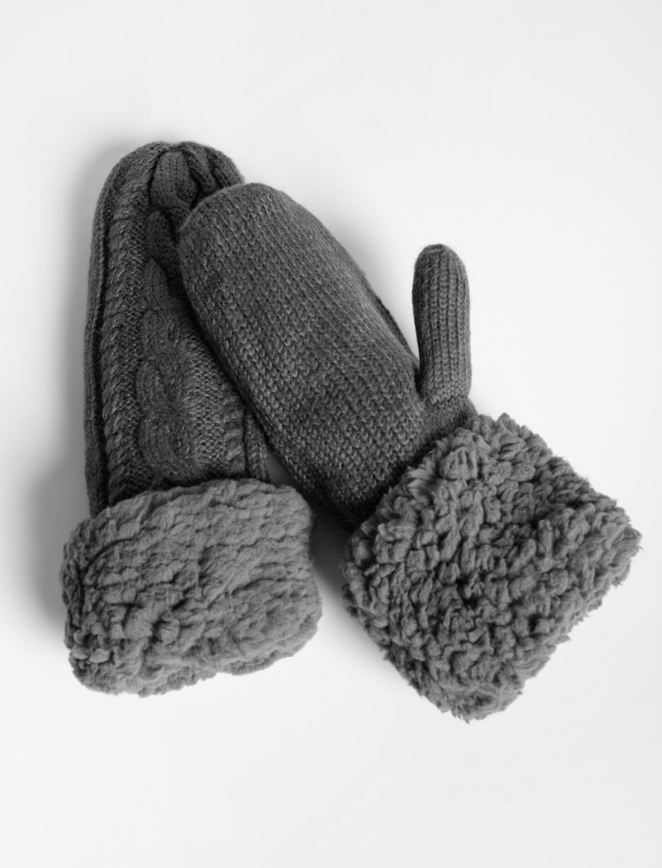 Mitaines en tricot doubl&eacute;e en sherpa