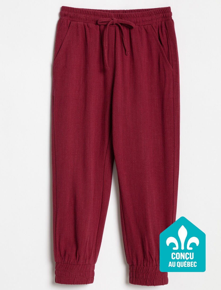 Pantalon uni &agrave; taille &eacute;lastique